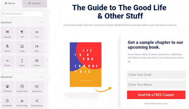 Add block to landing page - OptinMonster Add block to landing page
