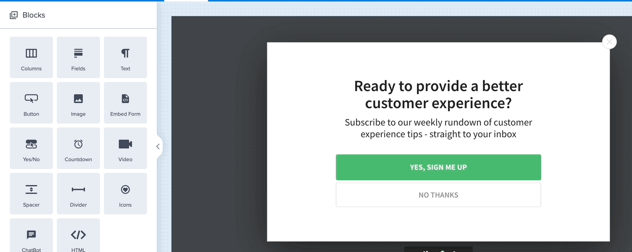 add elements - OptinMonster animated lightbox popup
