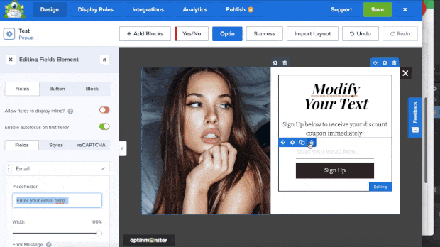 example-of-drag-and-drop-optinmonster-builder - OptinMonster drag and drop builder