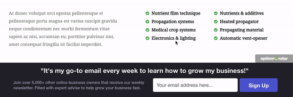 floating bar - OptinMonster floating bar