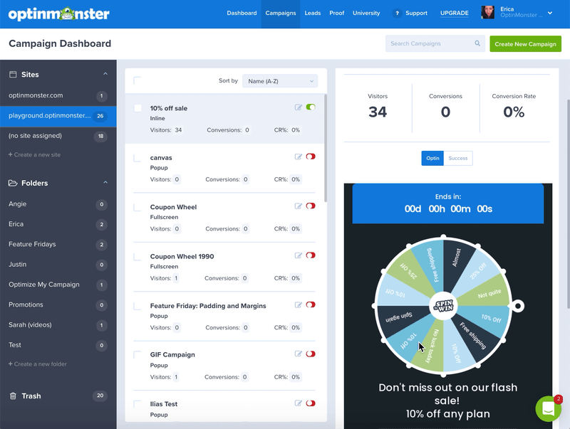 The OptinMonster campaign ID can be copied from the preview pane. - OptinMonster The OptinMonster campaign ID can be copied from the preview pane.