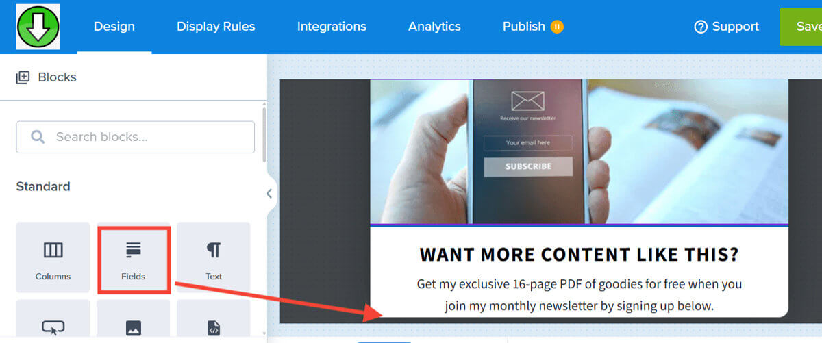 add-field-block - OptinMonster Add optin fields with a Fields Block