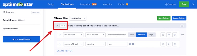 Set all rules in a group to be required. - OptinMonster Set all rules in a group to be required.