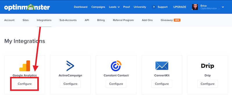 Configure your Google Analytics integration. - OptinMonster Configure your Google Analytics integration.