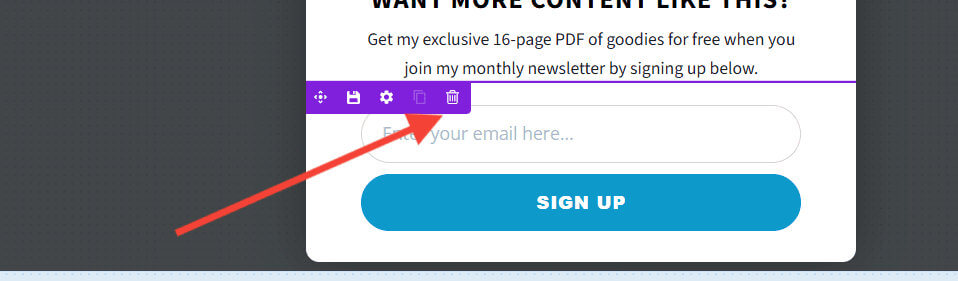 delete-fields-block - OptinMonster Select trash icon to delete the fields block
