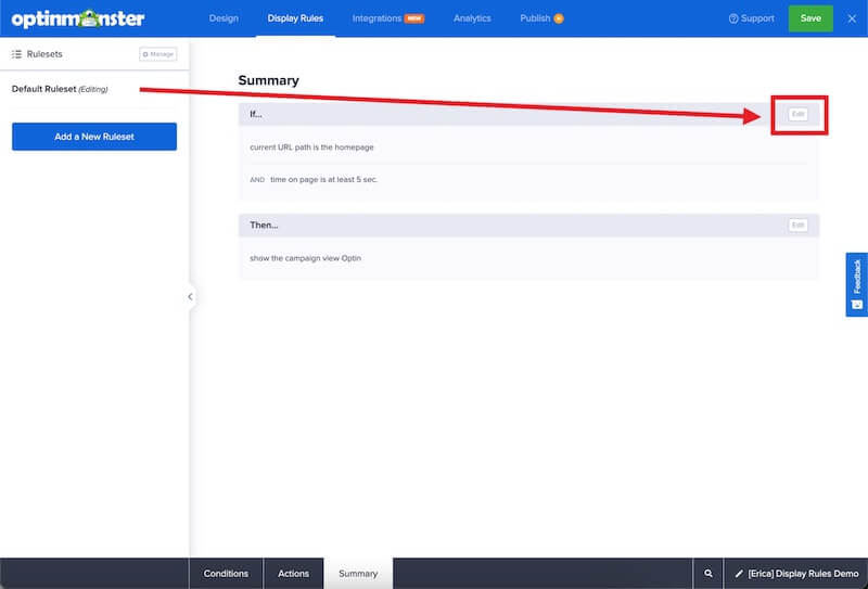 Edit Ruleset - OptinMonster Edit Ruleset