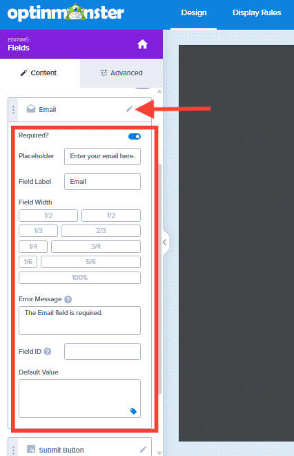 field-options-content-tab - OptinMonster Field options via the content tab