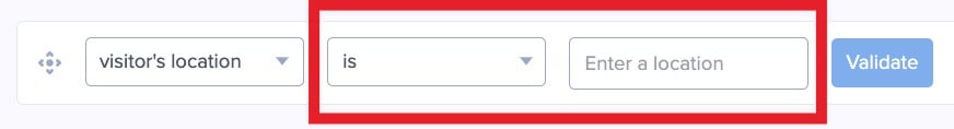 Physical Location targeting options. - OptinMonster Physical Location targeting options.