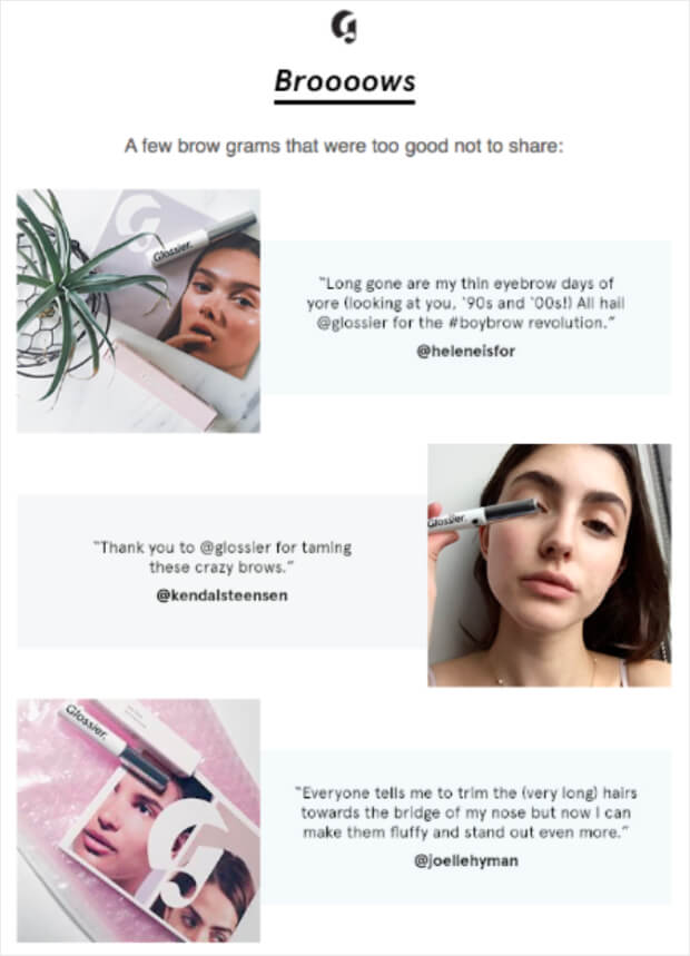 glossier-ugc-2 - OptinMonster glossier-user-generated-content-email-idea