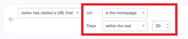 Configure the Has Visited rule in OptinMonster. - OptinMonster Configure the Has Visited rule in OptinMonster.