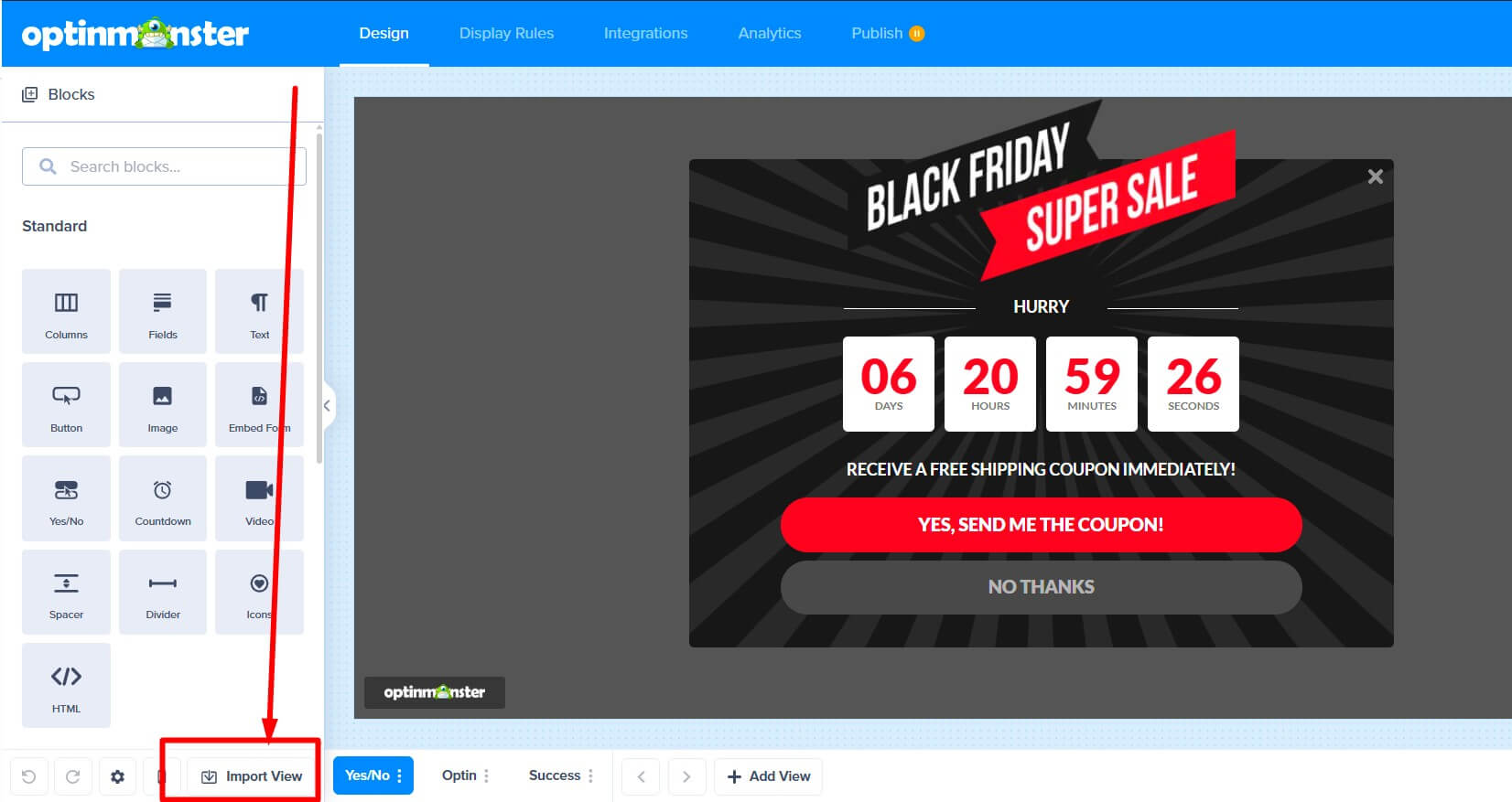 importview - OptinMonster import view