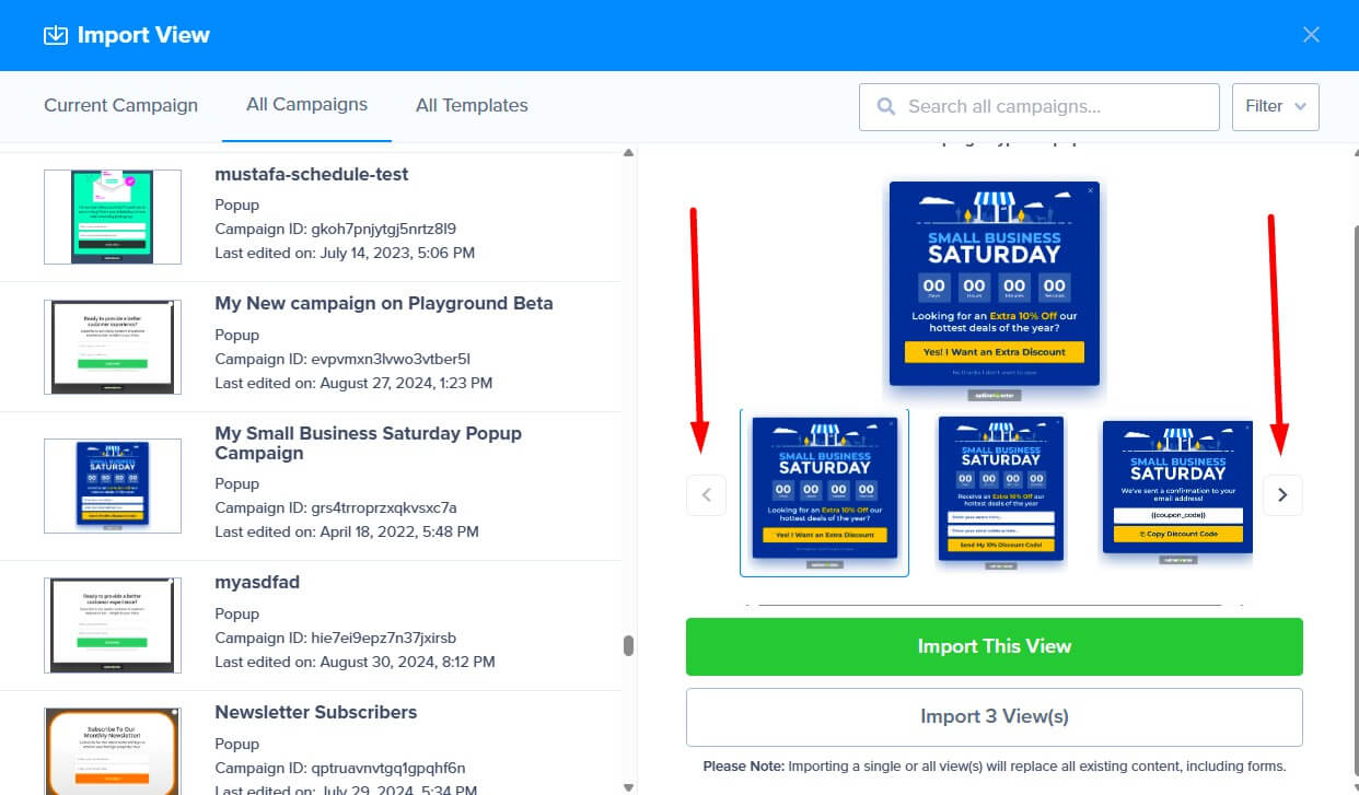 leftrightarrows - OptinMonster left right arrows