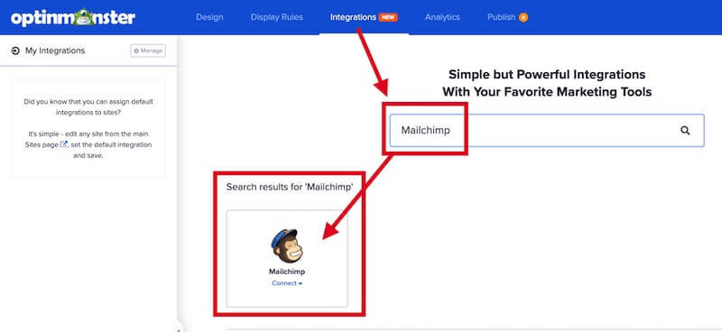 Mailchimp integration in OptinMonster. - OptinMonster Mailchimp integration in OptinMonster.