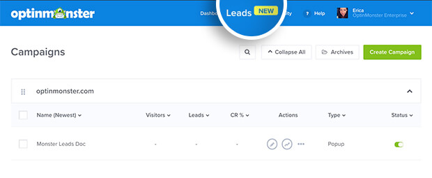 Monster Leads Link - OptinMonster Monster Leads Link