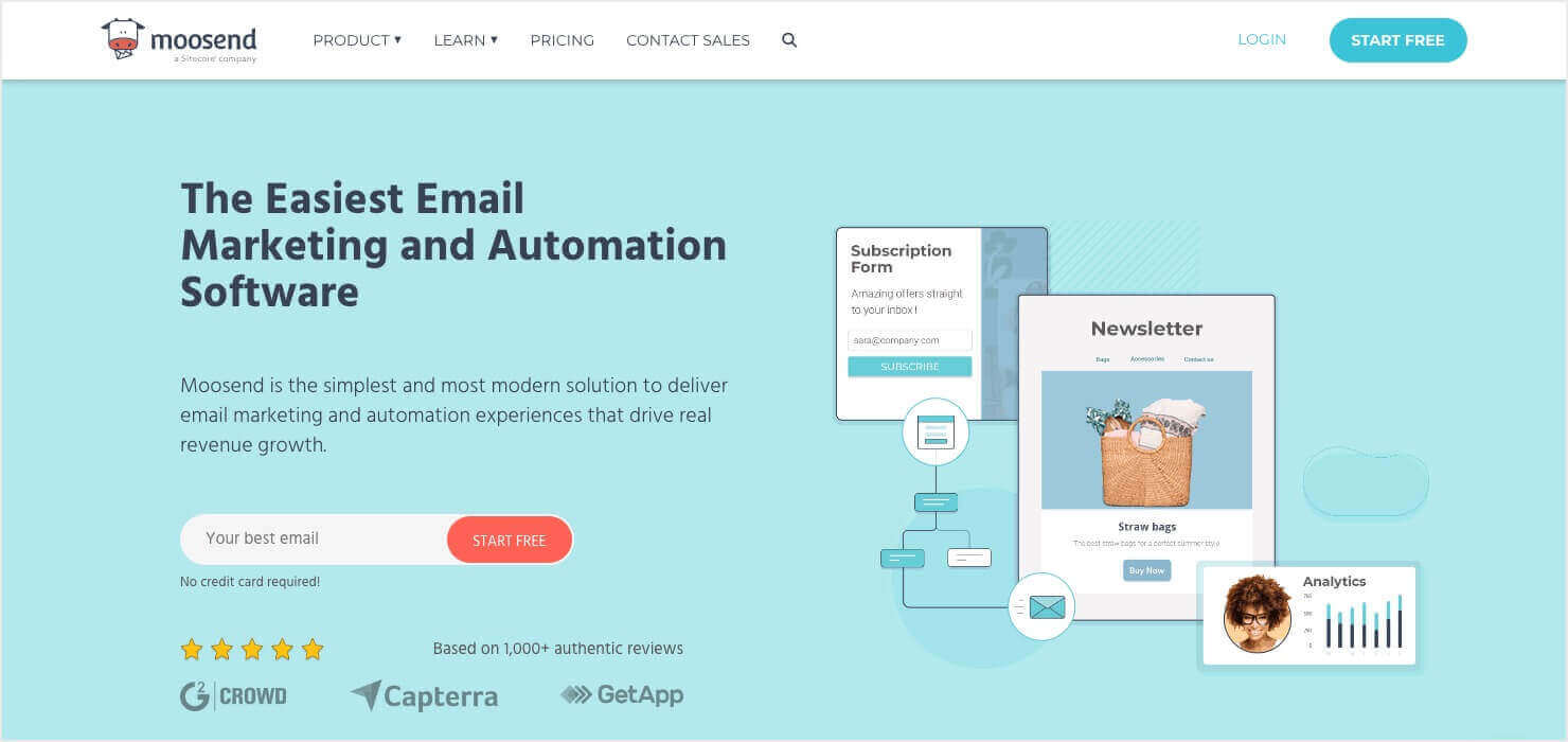 moosend-homepage - OptinMonster Moosend homepage