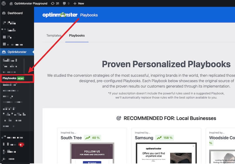 Playbooks in OptinMonster WordPress plugin - OptinMonster Playbooks in OptinMonster WordPress plugin