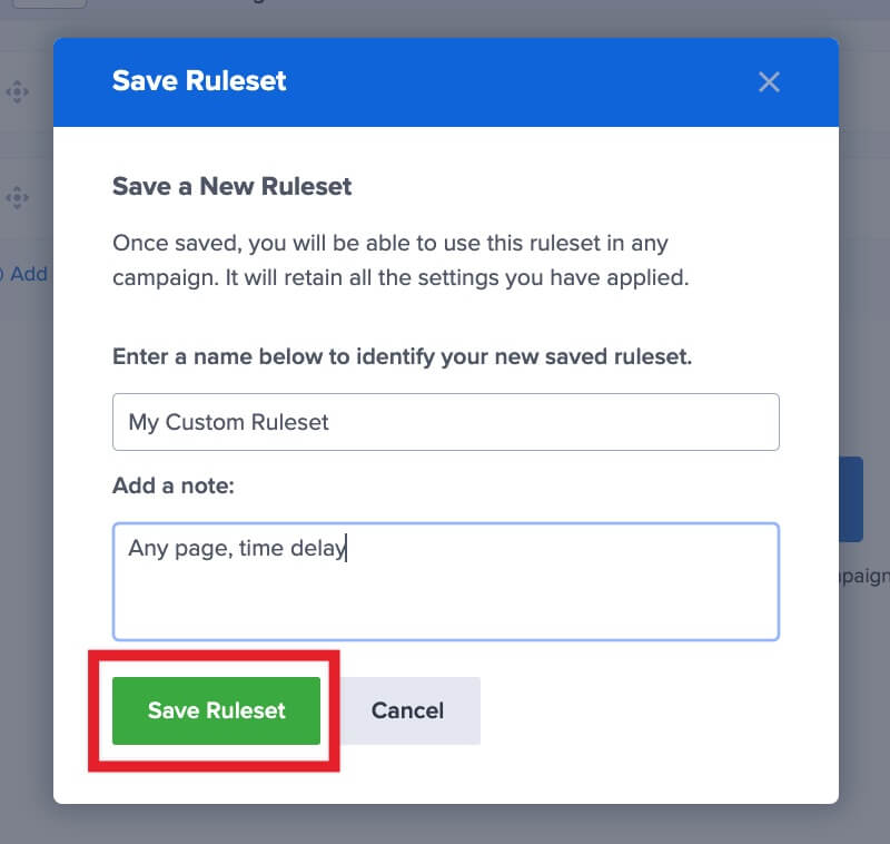 Save Ruleset in OptinMonster - OptinMonster Save Ruleset in OptinMonster