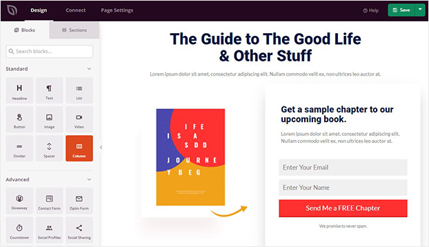 SeedProd landing page drag and drop - OptinMonster SeedProd landing page drag and drop