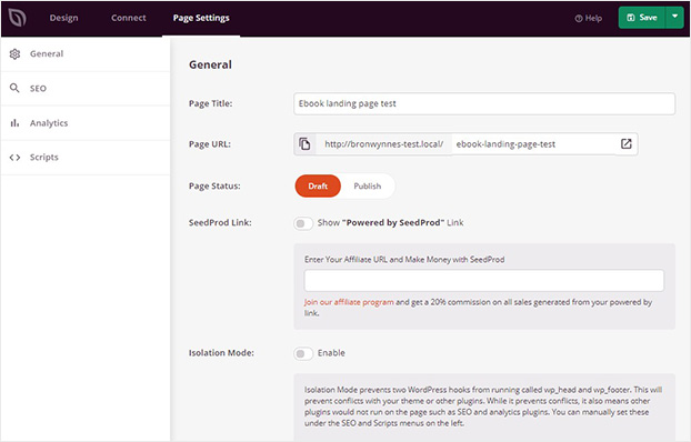 SeedProd Page Settings_ - OptinMonster SeedProd Page Settings_