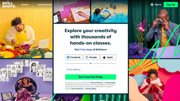 skillshare-value-proposition - OptinMonster Screenshot of Skillshare homepage
