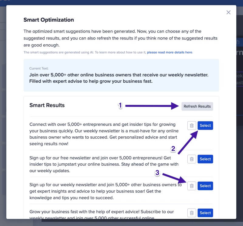 Take action on the Smart Suggestions provided for your campaign's text. - OptinMonster Take action on the Smart Suggestions provided for your campaign's text.