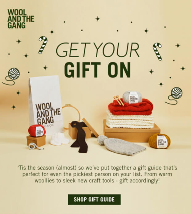 Wool-and-the-Gang-Seasonal-Email - OptinMonster gift-guide-newsletter-ideas-topics