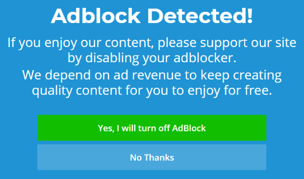 adblock-om-popup-example - OptinMonster adblock detection campaign