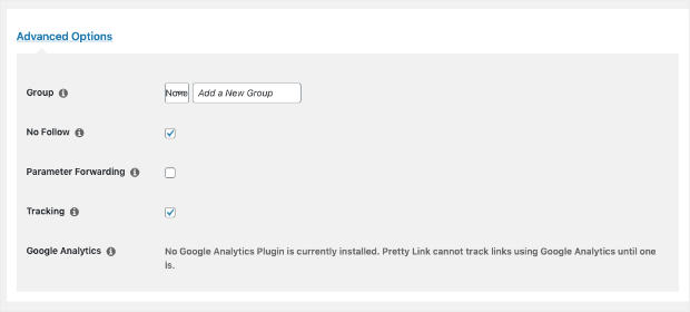advanced options for pretty links-min - OptinMonster advanced options for pretty links