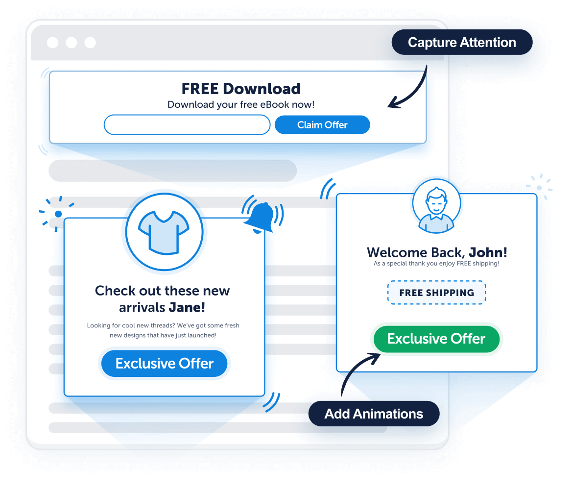 Attention-Grabbing-Animations2x - OptinMonster MonsterEffects™ adds striking animations and sounds to your campaigns.