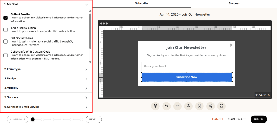 Bdow's campaign editor - OptinMonster Bdow's campaign editor