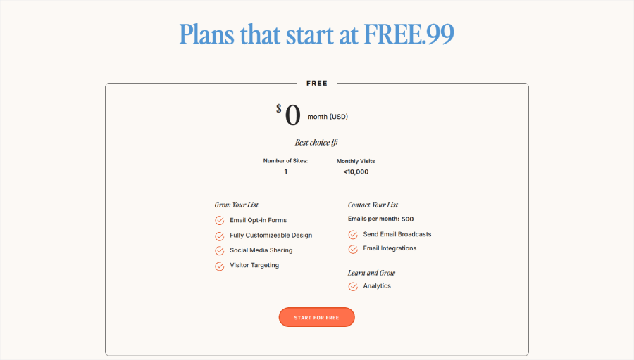 Bdow's free plan - OptinMonster Bdow's free plan