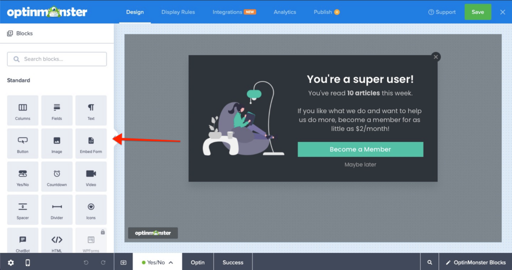 blocks screen optinmonster builder - OptinMonster blocks screen optinmonster builder