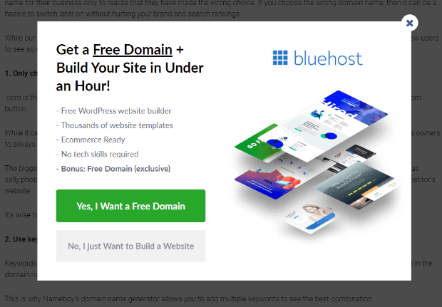 Bluehost Yes_Yes campaign - OptinMonster Bluehost Yes_Yes campaign