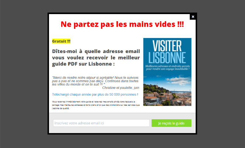 Bonjour Lisbonne original popup - OptinMonster Bonjour Lisbonne original optin