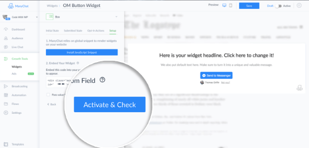 cb-activate - OptinMonster manychat activate