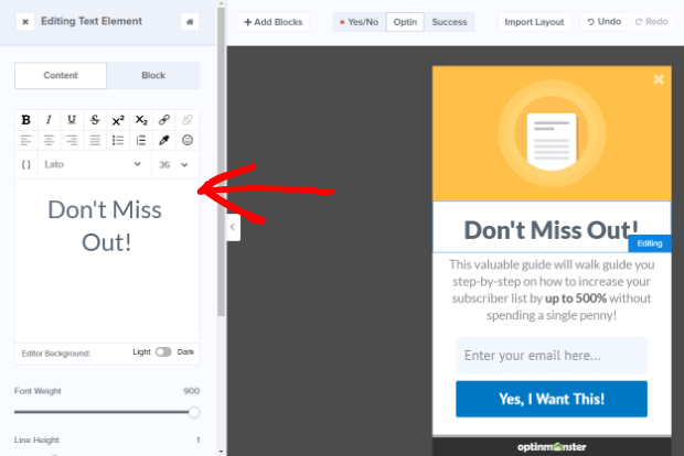 cb-edit-headline - OptinMonster edit headline