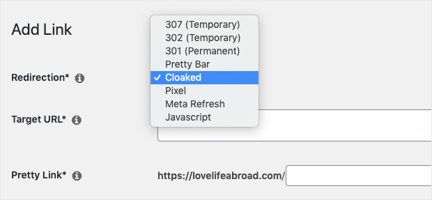 choose cloaked link from pretty links-min - OptinMonster choose cloaked link from pretty links