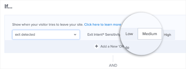 Choose Low or Medium Sensitivity for Scroll Up Trigger-min - OptinMonster Choose Low or Medium Sensitivity for Scroll Up Trigger
