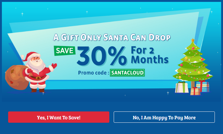 Cloudways used OptinMonster optins for this Christmas Offer - OptinMonster Cloudways used OptinMonster optins for this Christmas Offer