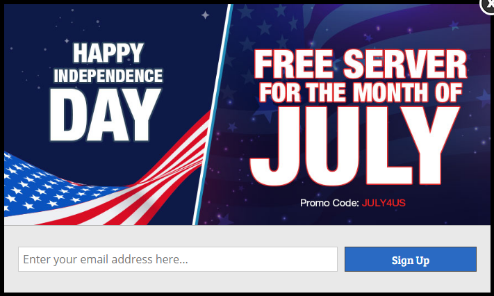 Cloudways used OptinMonster optins for July 4th offer - OptinMonster Cloudways used OptinMonster optins for July 4th offer