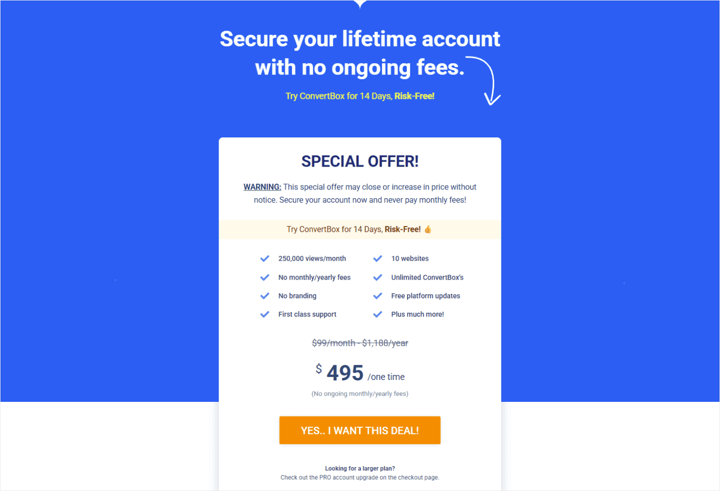 ConvertBox's pricing - OptinMonster ConvertBox's pricing