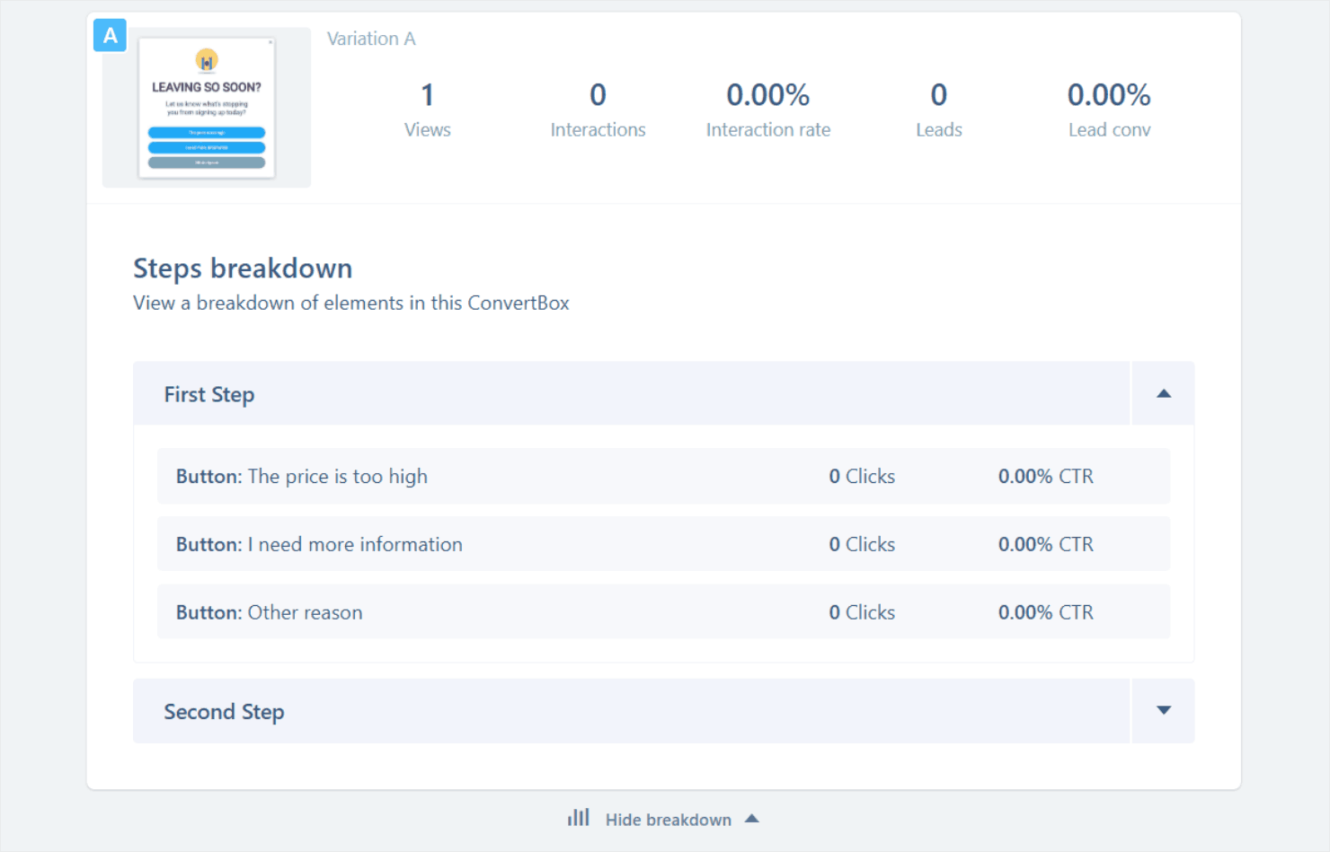 The statistical breakdown of each campaign step as shown in ConvertBox - OptinMonster The statistical breakdown of each campaign step as shown in ConvertBox