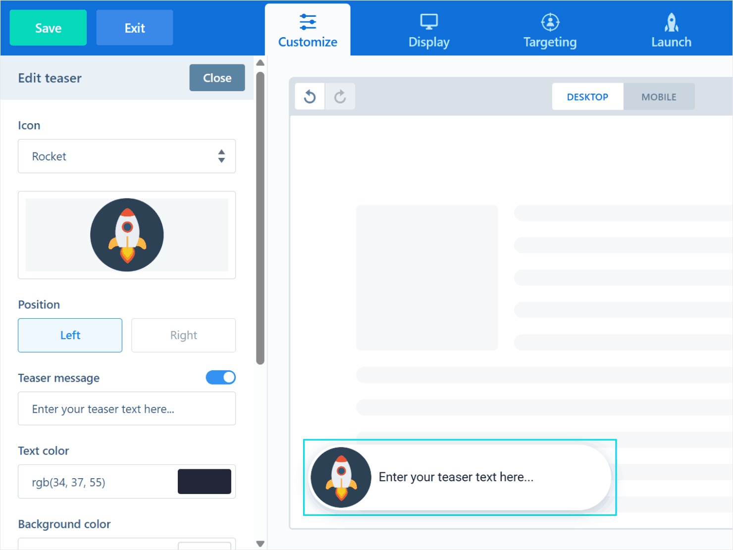 Editing a campaign's teaser box in ConvertBox - OptinMonster Editing a campaign's teaser box in ConvertBox