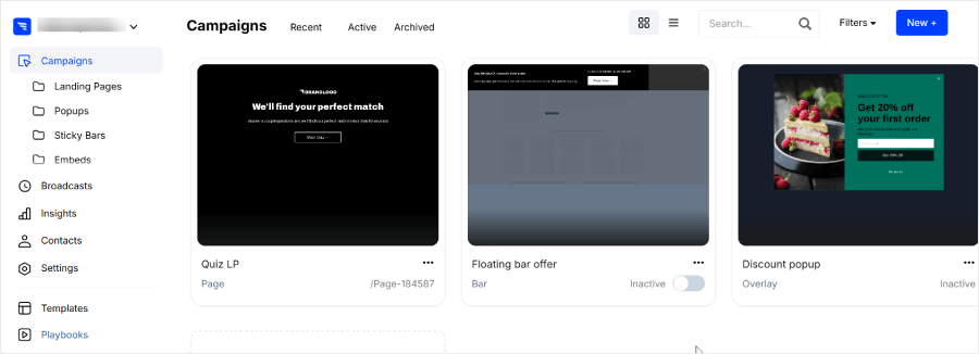 ConvertFlow's dashboard - OptinMonster ConvertFlow's dashboard