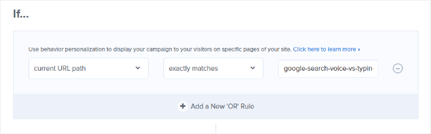 current-url-page-exactly-matches - OptinMonster current url page exactly matches