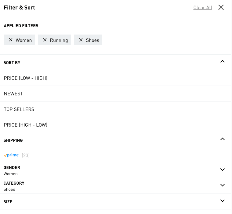 ecommerce optimization - filter and sorting - OptinMonster