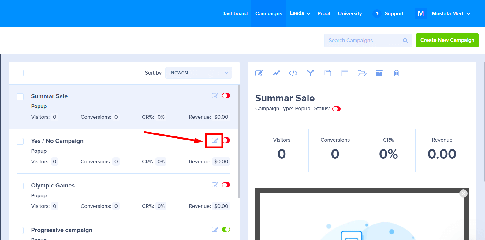 edit_campaign - OptinMonster Edit campaign