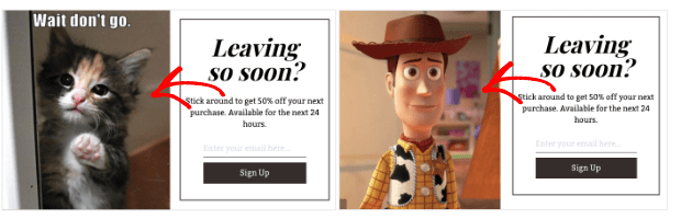 Exit intent AB testing example-min - OptinMonster Exit intent AB testing example
