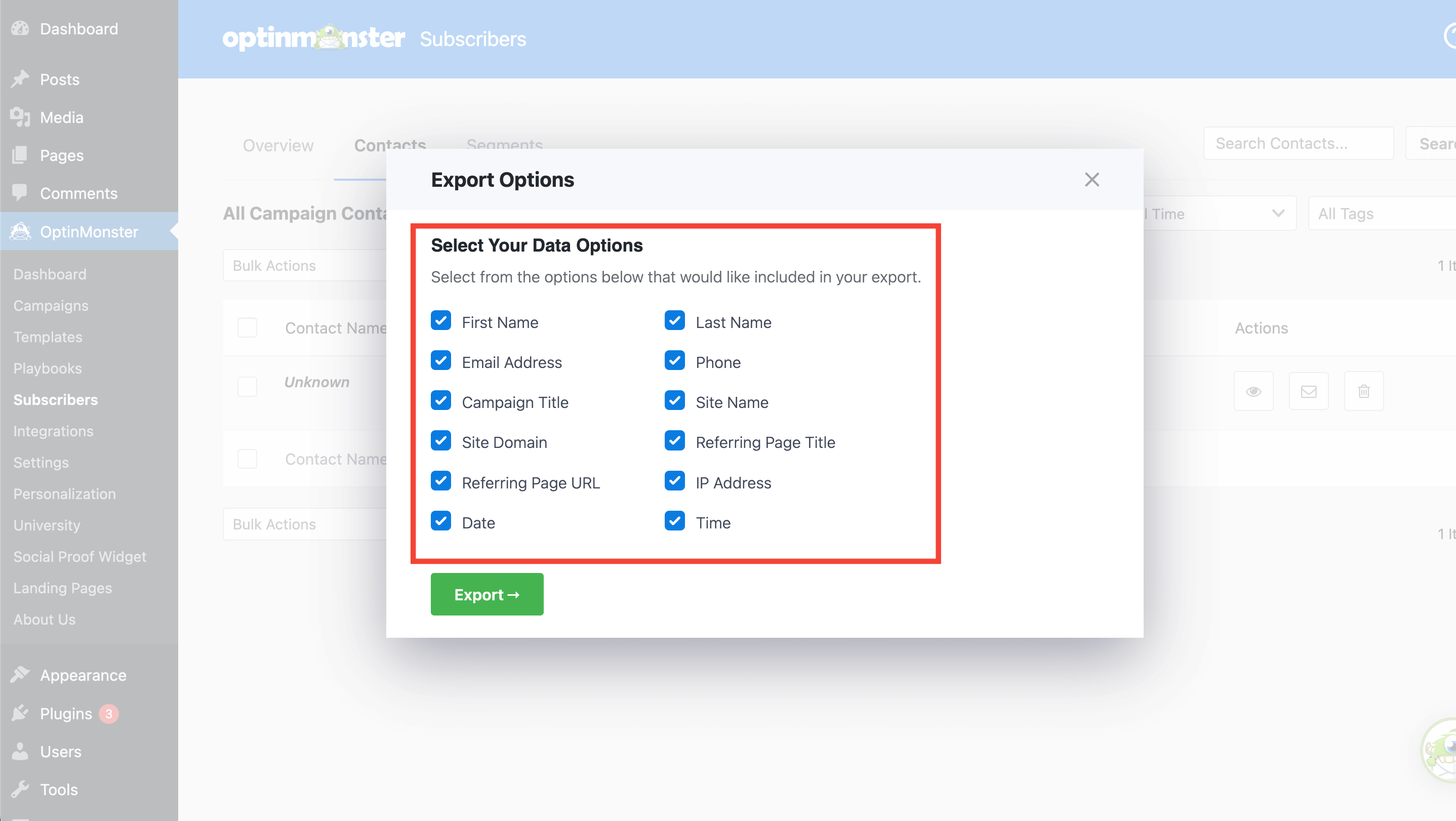 Filter Leads - OptinMonster