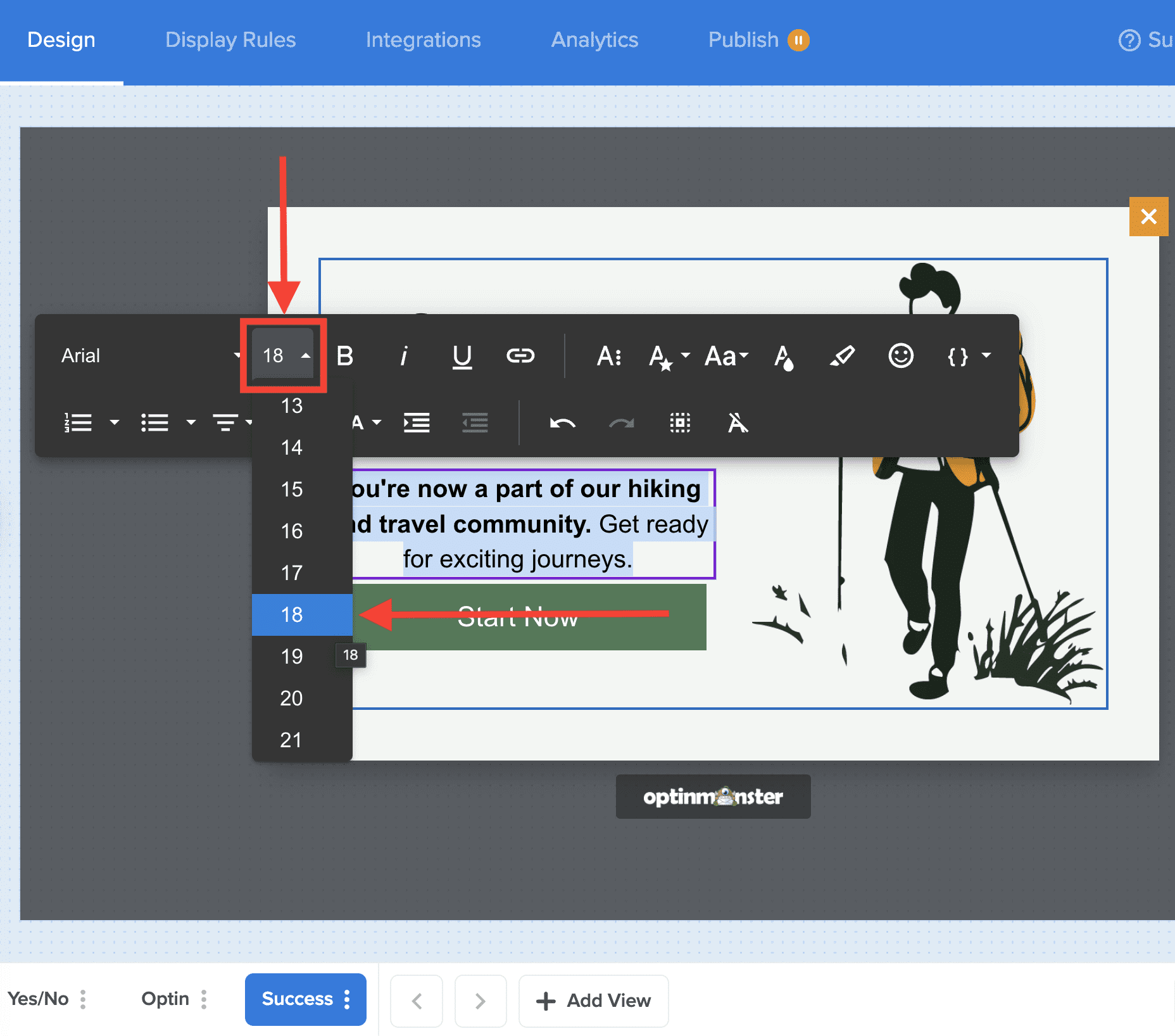 Font Size - OptinMonster